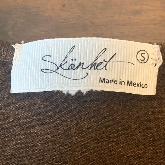 Skonhet Brown Long Sleeve Faux Wrap with Scrunch Side Size Small - Picture 7 of 7